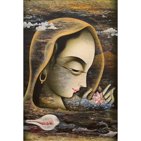 Yellow Monk with Lotus